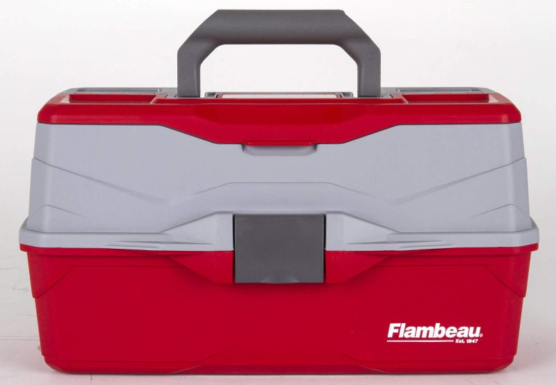 Flambeau Outdoors 6383TB 3-Tray Tackle Box - Classic Fishing Lure Storage Organizer, Large Portable Tackle Box, 32 Tray Compartments, Red/Gray - Image 2